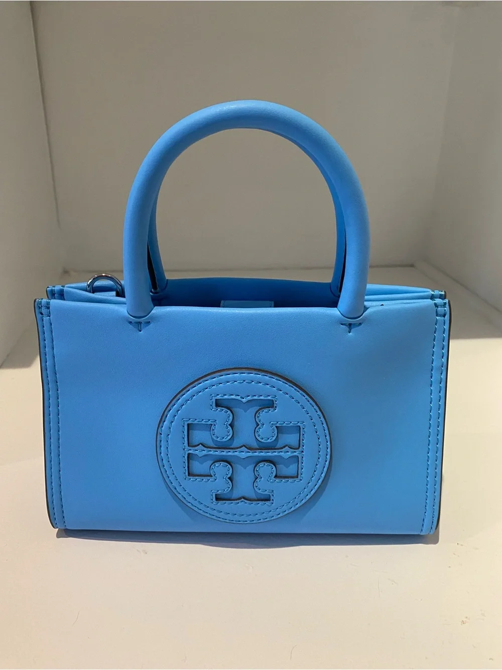 NWT Tory Burch Mini Ella Bio Tote Sky Blue Azure : Cross body Strap included